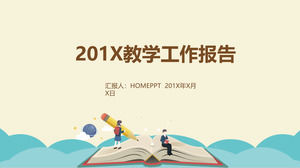 Unterrichtende Bericht-PPT-Schablone der pädagogischen Lehre der flachen Karikatur der flacher Art