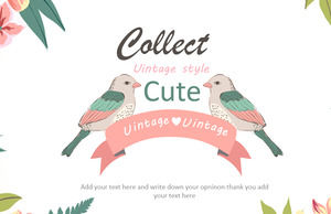 Elegant and simple small fresh style flowers birds olive branch PPT template