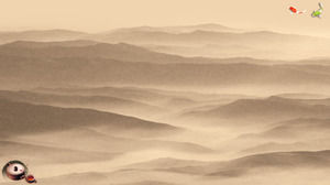 우아한 갈색 잉크 중국어 바람 PPT 배경 그림