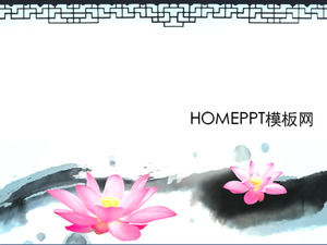 Elegant lotus ink style PPT template download