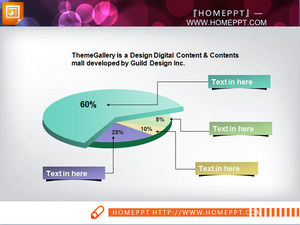 优雅三维PPT饼图材料