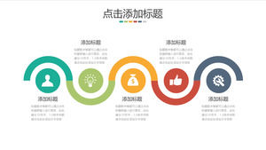 Cinque elementi affiancati per elencare il materiale grafico PPT