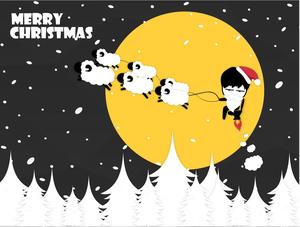 フラットお祝いクリスマスPPTテンプレート