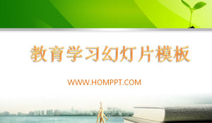 พื้นหลังสีเขียวสดตำราการเรียนรู้การศึกษา PPT แม่แบบดาวน์โหลด