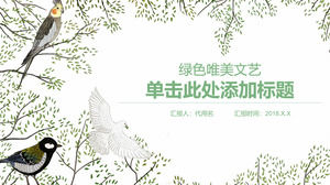 قالب مروحة PPT الطيور الطازجة الأدبية