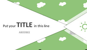 قالب شريحة جديدة للرسوم المتحركة الخضراء الغيوم الخلفية تحميل مجاني