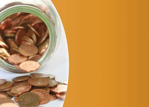 Frasco de vidro com moedas no interior do PowerPoint