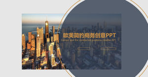 Modelo de PPT de cidade dourada à beira-mar dourada e americana