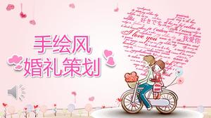 Hand gezeichnete romantische Liebeshochzeit, die Schablone PPT plant