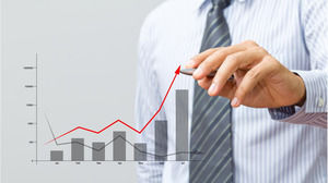 ビジネスホワイトカラーPPTの背景画像の手描き折れ線グラフ