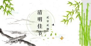 Modèle de diapositive de peinture de paysage d'encre