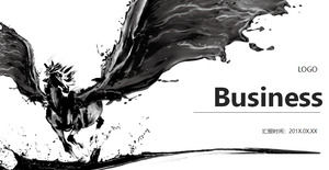 Tinta Tianma fondo estilo chino PPT plantilla