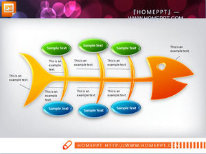 hubungan disandingkan tulang ikan PPT grafik Template