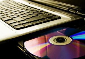 Laptop Otwarte dysku DVD szablon powerpoint