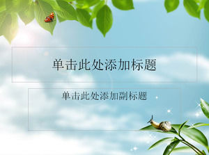 動物PPT模板 - 蝸牛和瓢蟲葉之間