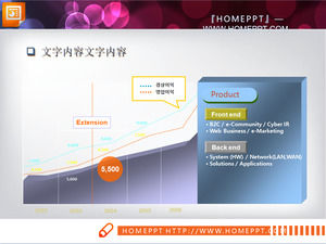 Line chart with color background PPT chart