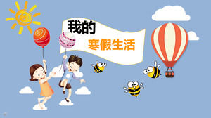 Kleine nette Karikaturart meine Albumschablone des glücklichen Winterurlaublebens PPT