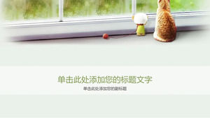 Betrachten des Hintergrundbildes der Katze PPT außerhalb des Fensters