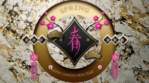 Luxury atmosphere style He Xinchun PPT template