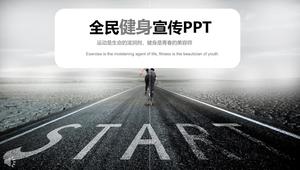 Magazine style national fitness promotion PPT template