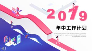 Modèle PPT de style plat de plan de travail de mi-année