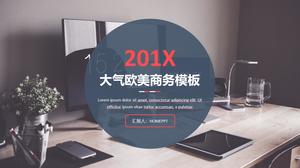 Ofis masası Avrupa ve Amerika'da iş PPT şablonu