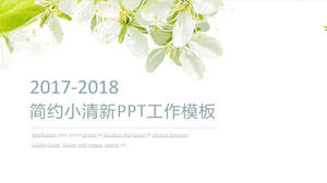 Green leaf small flower simple small fresh work report ppt template