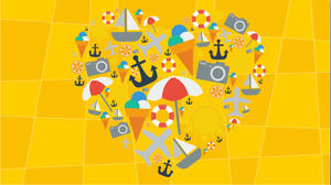 오렌지 아름 다운 여름 테마 만화 PPT 배경 그림