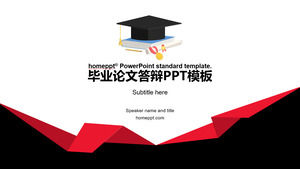 Origami wind creative red and black atmosphere papers defense universal ppt template