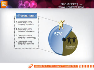gráfico de pizza PPT com decoração caixa de texto vilão
