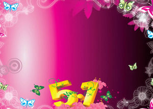 メーデー労働者の日PPTの背景画像の紫の花藤蝶の背景