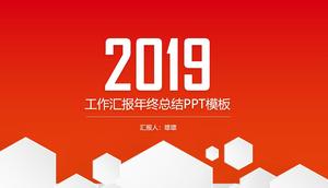 Red year-end report summary PPT template