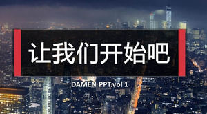 Merah, kuning dan biru tiga warna segar dan bersih gaya bisnis laporan ppt template kerja