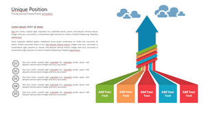 Flèche montante cinq éléments juxtaposés graphiques PPT