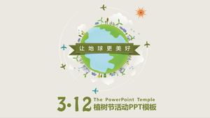 Basit ve taze Ağaç dikme Günü tema PPT şablonu