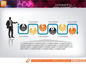 Sketch chart of beautiful workflow slide with characters silhouette