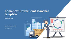 幻燈片會議主題精美卡通風業務工作總結報告ppt模板