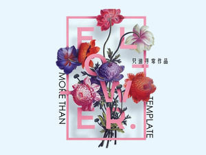 小清新立體花卉風格通用PPT模板