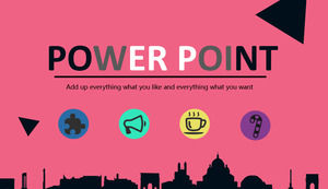 小桃红色背景工作报告PPT模板