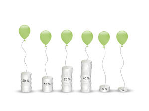 堆疊硬幣PPT柱形圖模板