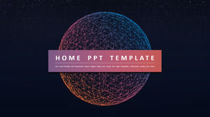 Stereo titik garis keren planet menutupi langit berbintang latar belakang dot line kreatif atmosfer mode PPT template