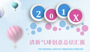 Elegante plantilla PPT microscópica con fondo rosado de globo de aire caliente