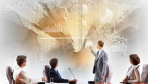 ビジネスチームは、PPTの背景画像を満たしています