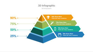 3 차원 4 수준 계층 적 관계 PPT 그래픽