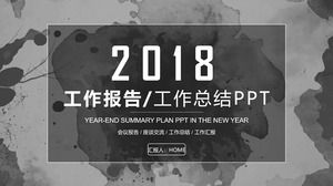 Watercolor ink sage work summary report ppt template