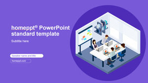 Caractere la locul de muncă și elemente de birou scena de ventilație carte de lucru rezumat raport ppt șablon